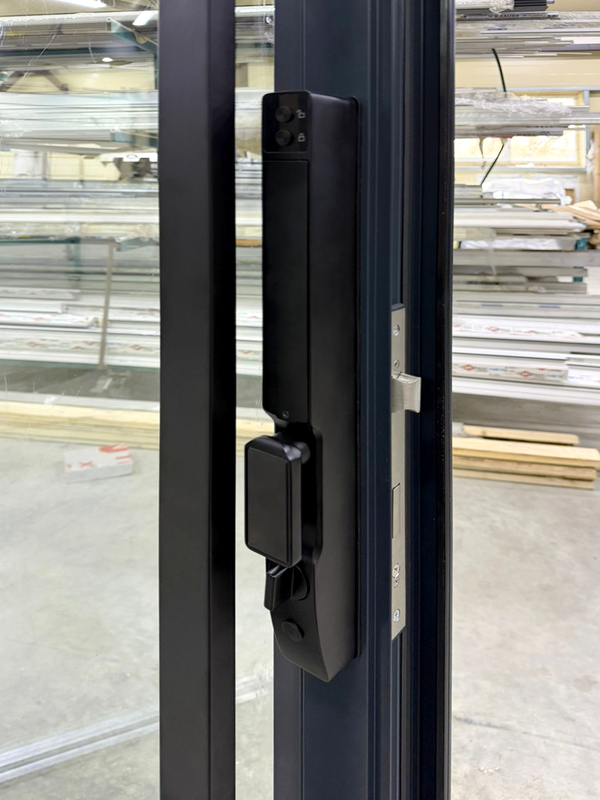 Алюминиевые светопрозрачные двери - биометрический электронный замок Алюминиевые светопрозрачные двери - биометрический электронный замок